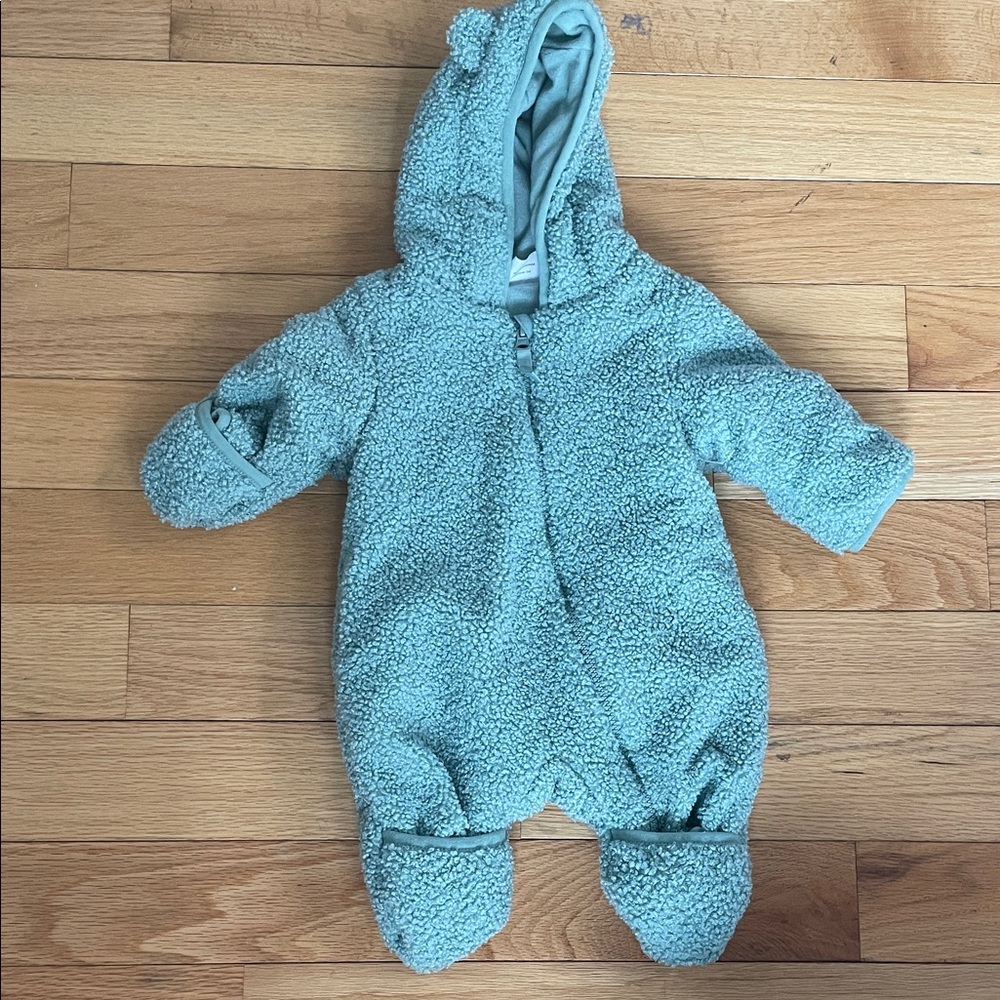 Baby Sherpa One-Piece Hooded Bunting - Light Teal